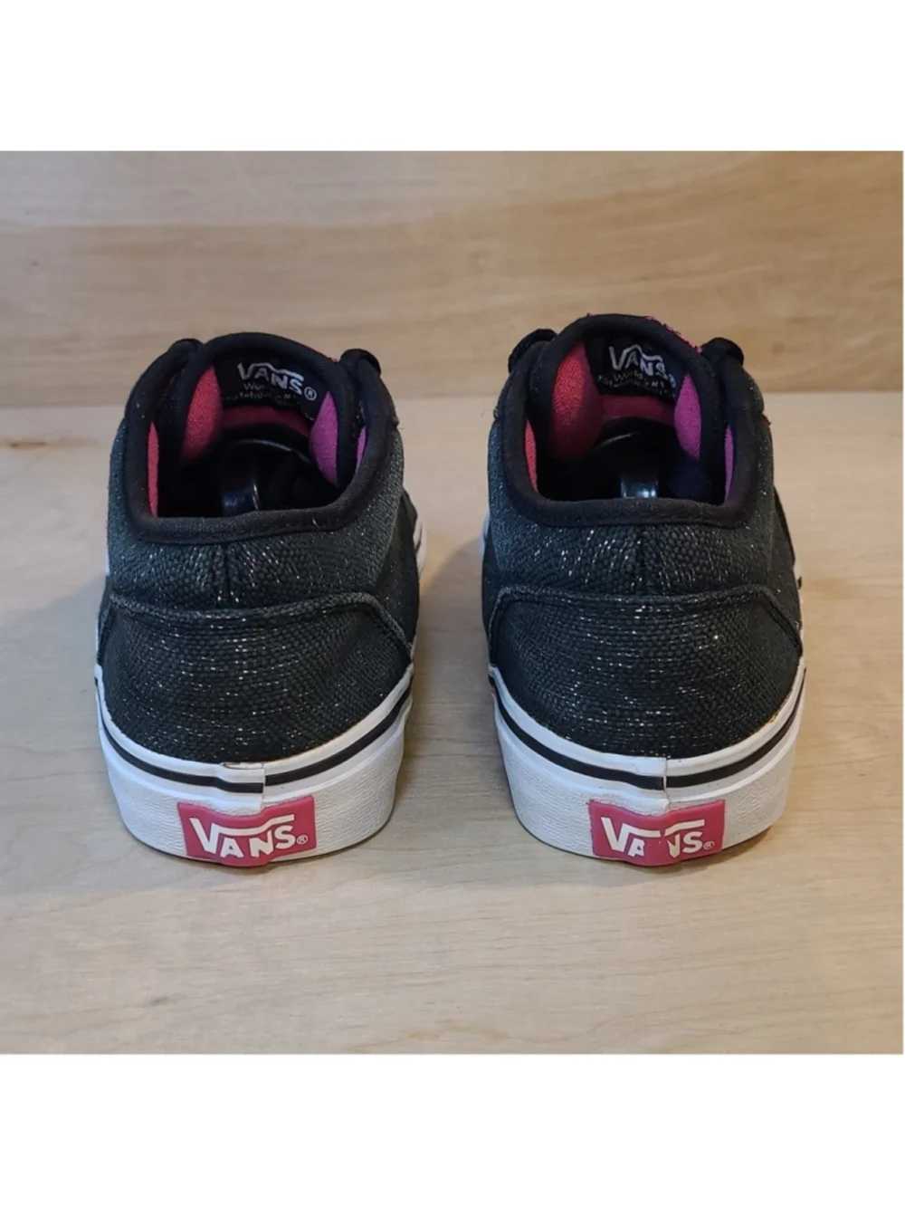 Vans Atwood Tinsel Canvas Glitter Black Skate Sneakers Size 6.5 Women's